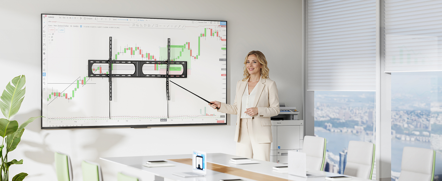 Кріплення для телевізора monTEK Heavy Duty, настінне кріплення для телевізорів 37-140 дюймів, до 136 кг, ультратонкий профіль 32 мм, сумісне з дерев'яними стійками 406/450/600 мм, VESA до 1200x800 мм, регульоване нахилом