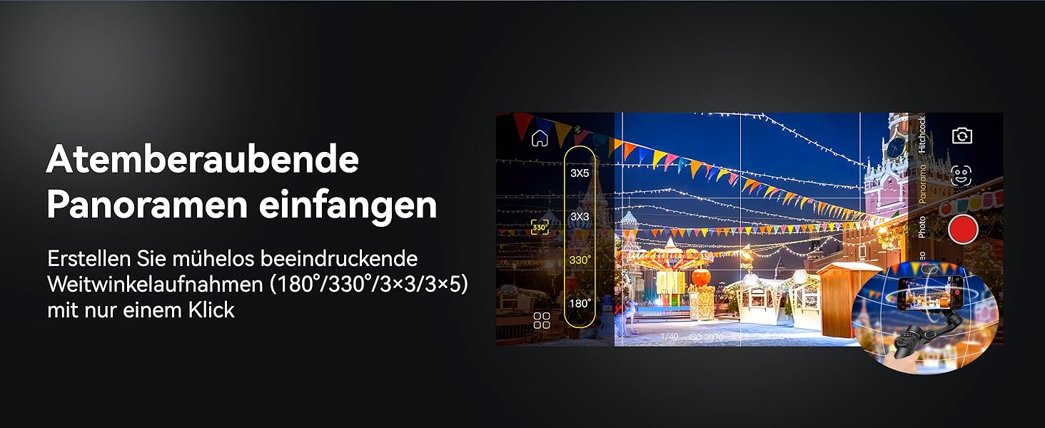 Стабілізатор Gimbal AOCHUAN для iPhone/Android з 7.8-дюймовою штангою та OLED-дисплеєм - 3-осьовий, чорний