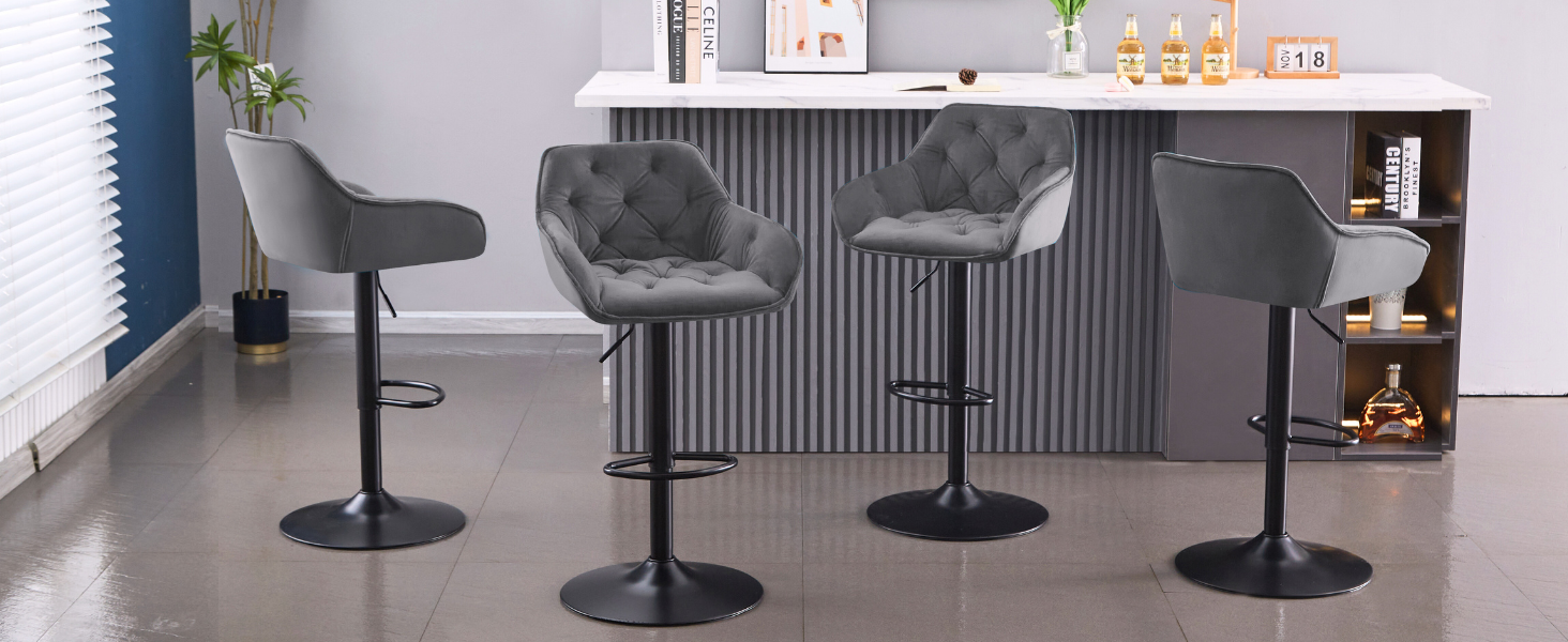 JaHECOME Adjustable Bar Stools Set of 2 - Grey Backrest Counter Height Stools for Kitchen Bar