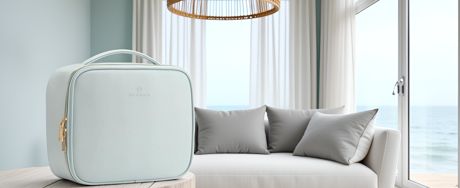 Чемоданчик для косметики Vlando, дорожній, великий, водонепроникний, для жінок, чоловіків, дівчаток, синій, з організатором
