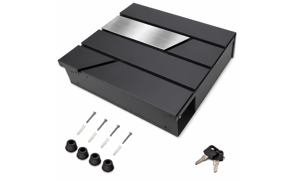 Поштова скринька Verda Anthrazit з газетницею, порошкове покриття AkzoNobel, 2 ключі, табличка з іменем, дизайнерська настінна поштова скринька з нержавіючої сталі