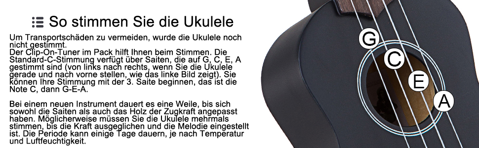 Укулеле Everjoys Sopran для дорослих 21 дюйм, стартовий набір з чохлом, тюнером, зошитом пісень, струнами та медіатором, маленька гавайська гітара, чорний колір
