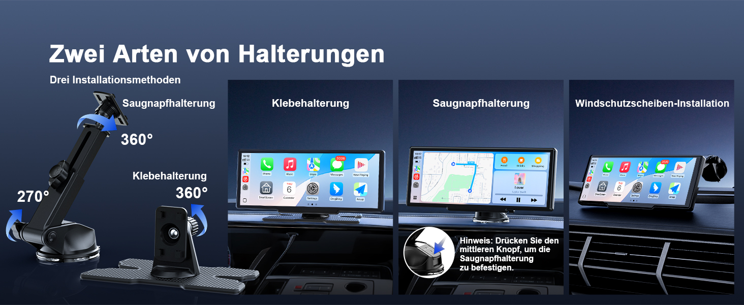 Бездротовий 8,1'' CarPlay дисплей Avylet з IPS-екраном, IP67 камерою заднього виду, GPS-навігацією, Bluetooth 5.0, Mirror Link, FM/AUX, для Android Auto та Apple CarPlay