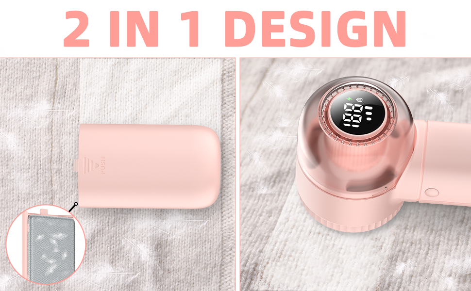 Електричний видалення пілінгу для одягу - портативний збриювач для одягу з 3 швидкостями, 6 лез, LED дисплеєм, рожевий