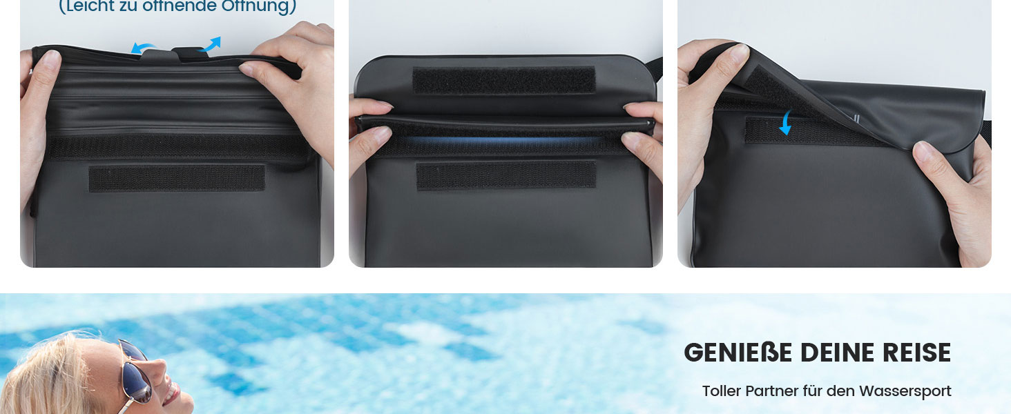 Водонепроникна сумка Lamicall [2 шт.] - водонепроникний поясний мішок з регульованим ремінцем, IPX8, для водного спорту, плавання, пляжу, катання на човнах - чорний