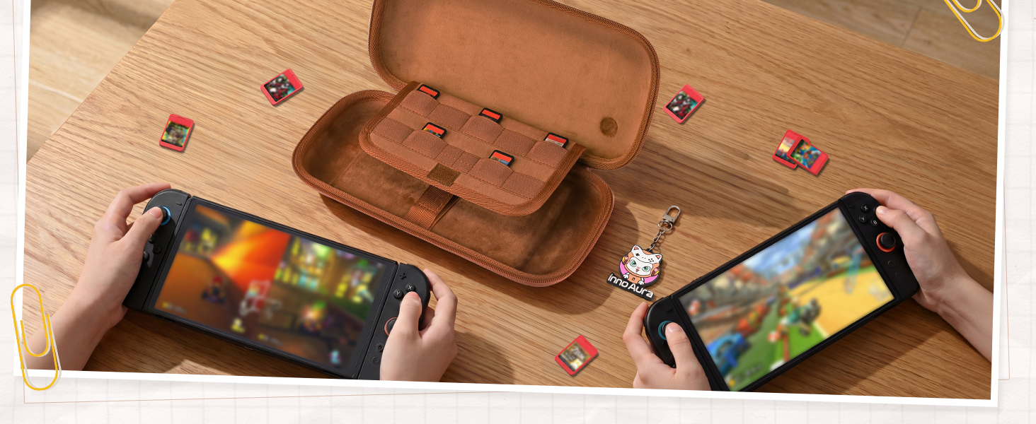 Чохол для Nintendo Switch 2 innoAura Switch 2 Tasche, Galaxy Lila (Коричневий клінок) - PU, водостійкий, з амортизацією, кишеня для AirTag