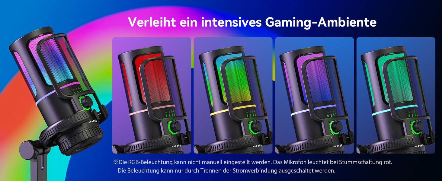Мікрофон геймерський SINWE з шумозаглушенням, USB для ПК, PS4, стрімінгу, подкастів. З поп-фільтром, тримачем, швидким вимкненням звуку та RGB підсвіткою