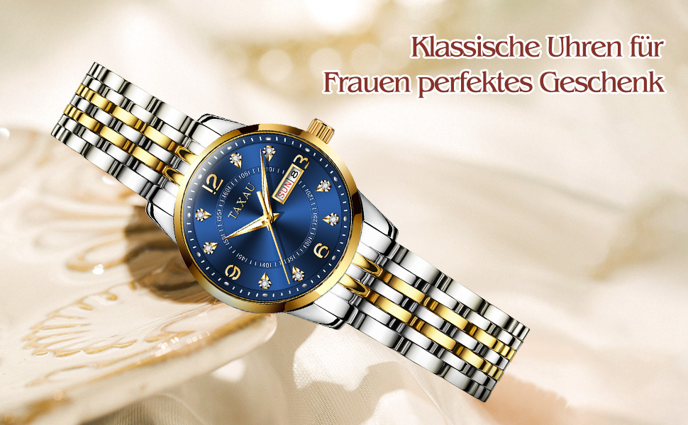 Жіночий годинник з арабськими цифрами, маленьке циферблат, Easy Read, дата, водостійкий, з нержавіючої сталі, Reloj para Mujer (8102g)