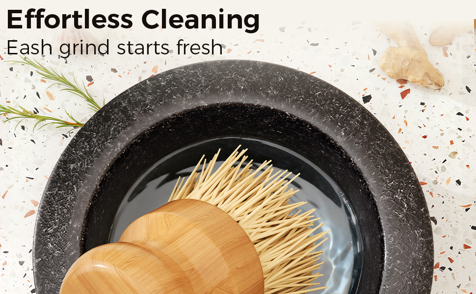 Набір ступки зі ступкою, млин для спецій та трав, подрібнювач пігулок. Ідеально для приготування гуакамоле вдома. Масивна чаша з каменю (Чорний G, велика). Чорний G велика