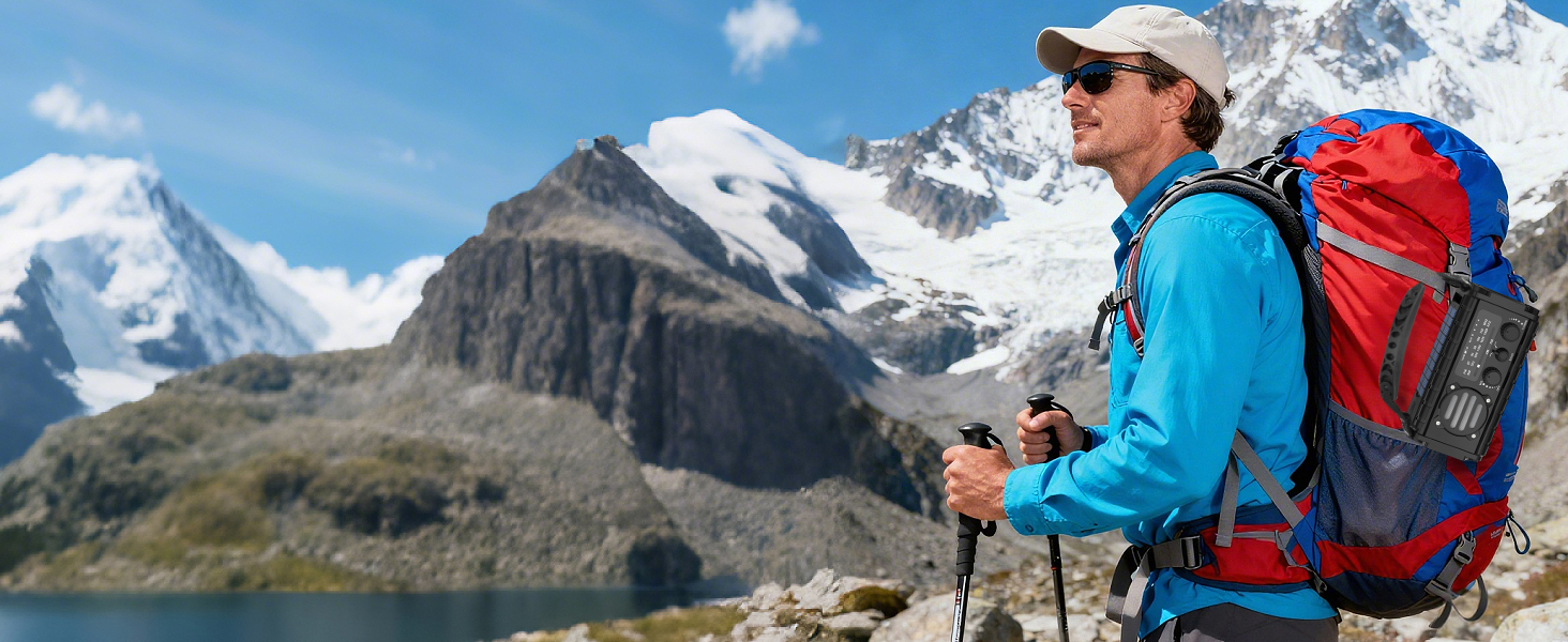 Портативне радіо на сонячній енергії 20000mAh з ручним генератором, AM/FM, LED ліхтарик, SOS-сигнал для надзвичайних ситуацій, Outdoor