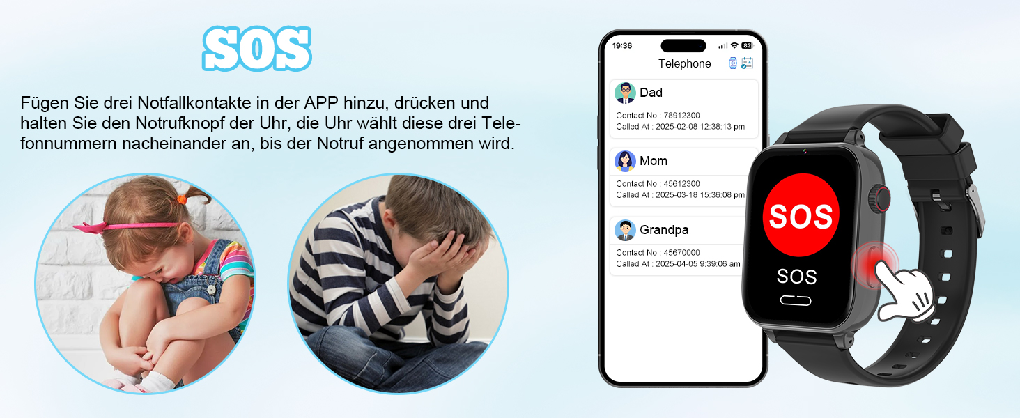 Дитячий розумний годинник GPS з телефоном та 4G, чорний: відеодзвінки, чат, шкільний режим, ігри, калькулятор, крокомір