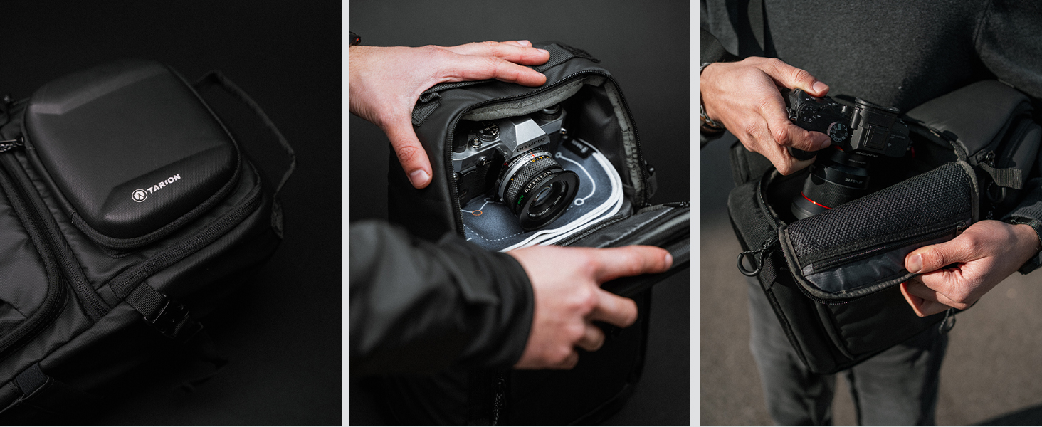 Чохол для камери Tarion: водонепроникна сумка-слінг для фотоапарата DSLR/SLR з дощеміцким чохлом, чорна