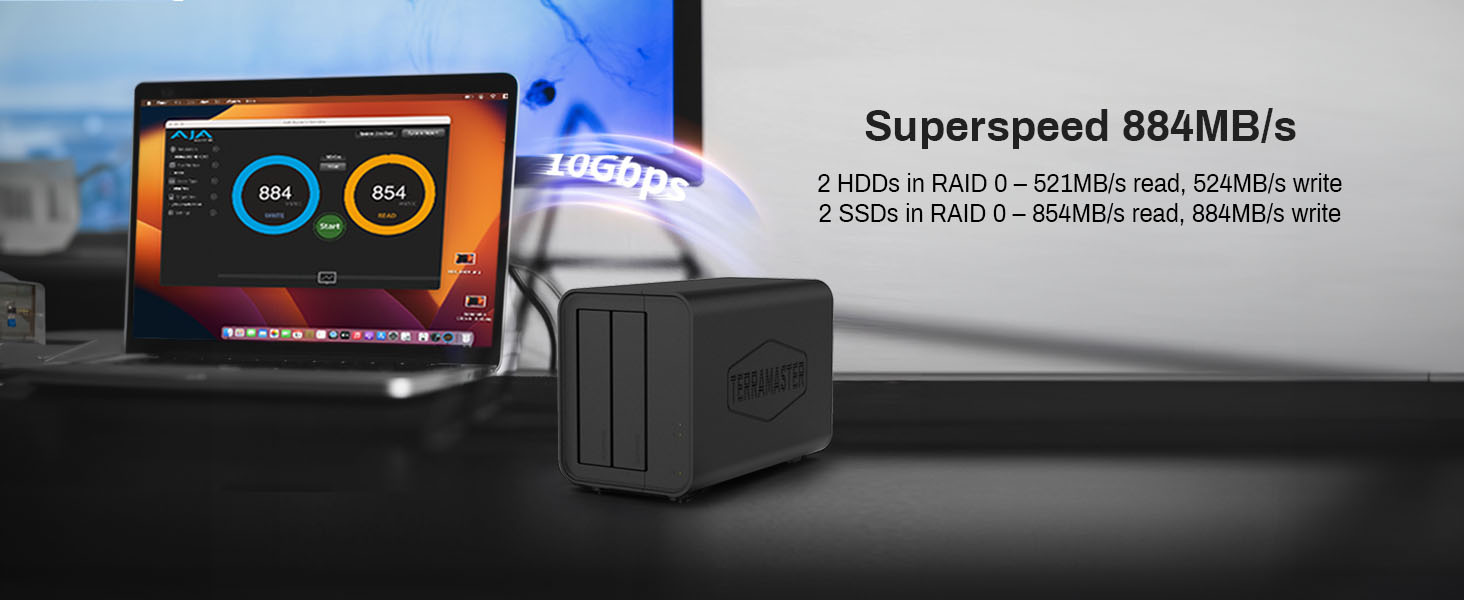 Зовнішній корпус для двох HDD/SSD накопичувачів Terramaster D2-320, USB 3.2 Gen 2, 10Gbps (Diskless)