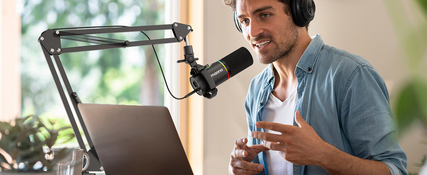 Тримач для мікрофона Maono BA20, регульований, для подкастів, геймінгу, стрімінгу та запису звуку, з кріпленням до столу та адаптером 3/8' - 5/8'