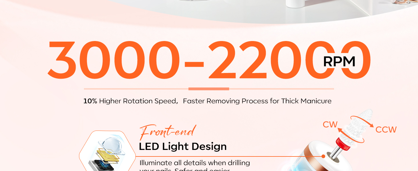 Бездротовий набір фрезер для нігтів Modelones 13 в 1: манікюр, педикюр, LED, 25000 об/хв