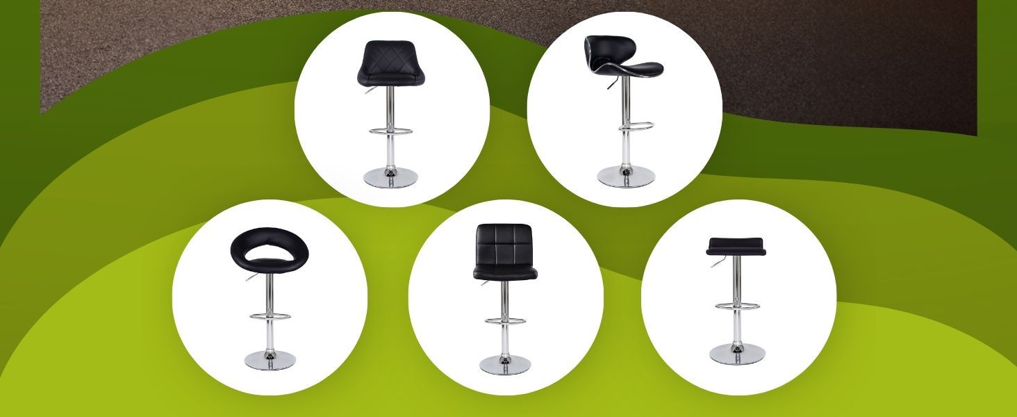 Dibea 2-Piece Swivel Bar Stools - Adjustable Height, 130kg Capacity, Black - Model 1 (Model 6)