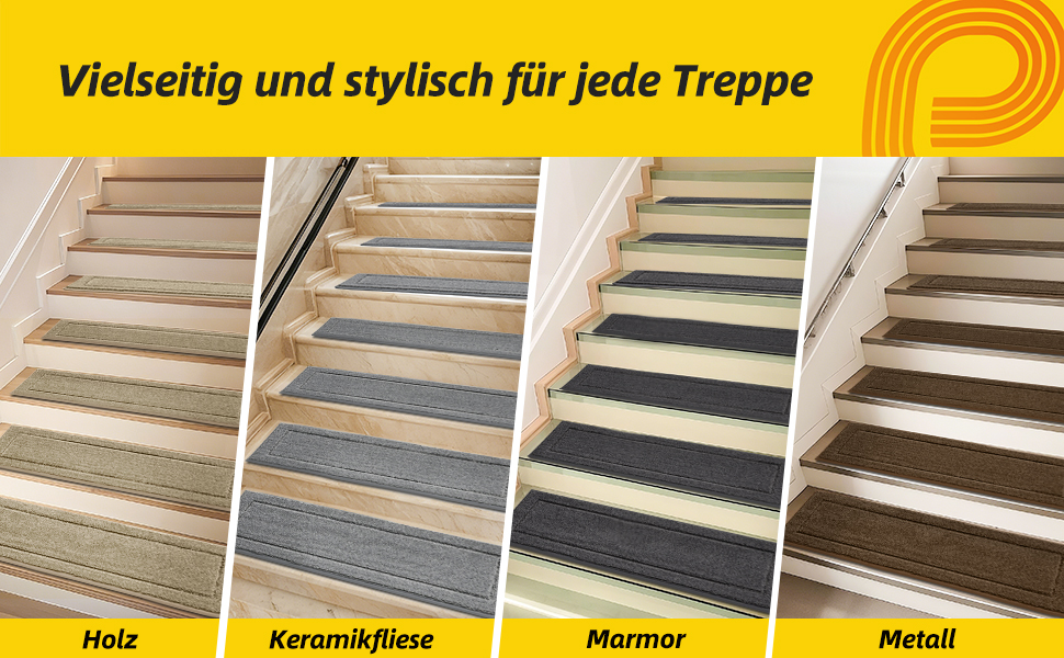 Килимок для сходів JSEI, 15 шт., 20.3 x 76.2 см, антиковзкий, для дітей та домашніх тварин, 100% поліестер, TPE-підкладка, темно-сірий