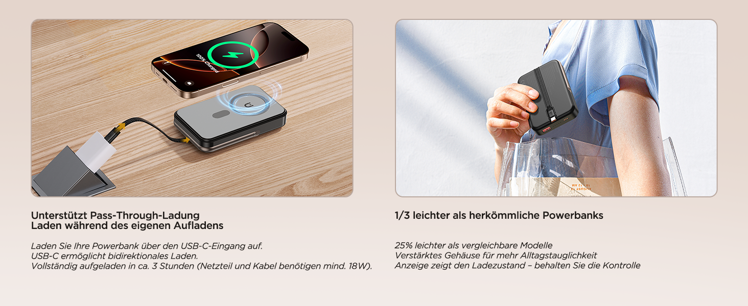 Портативний зарядний акумулятор Powerbank MagSafe 10000mAh з бездротовою зарядкою, USB-C, для iPhone, AirPods (Чорний)