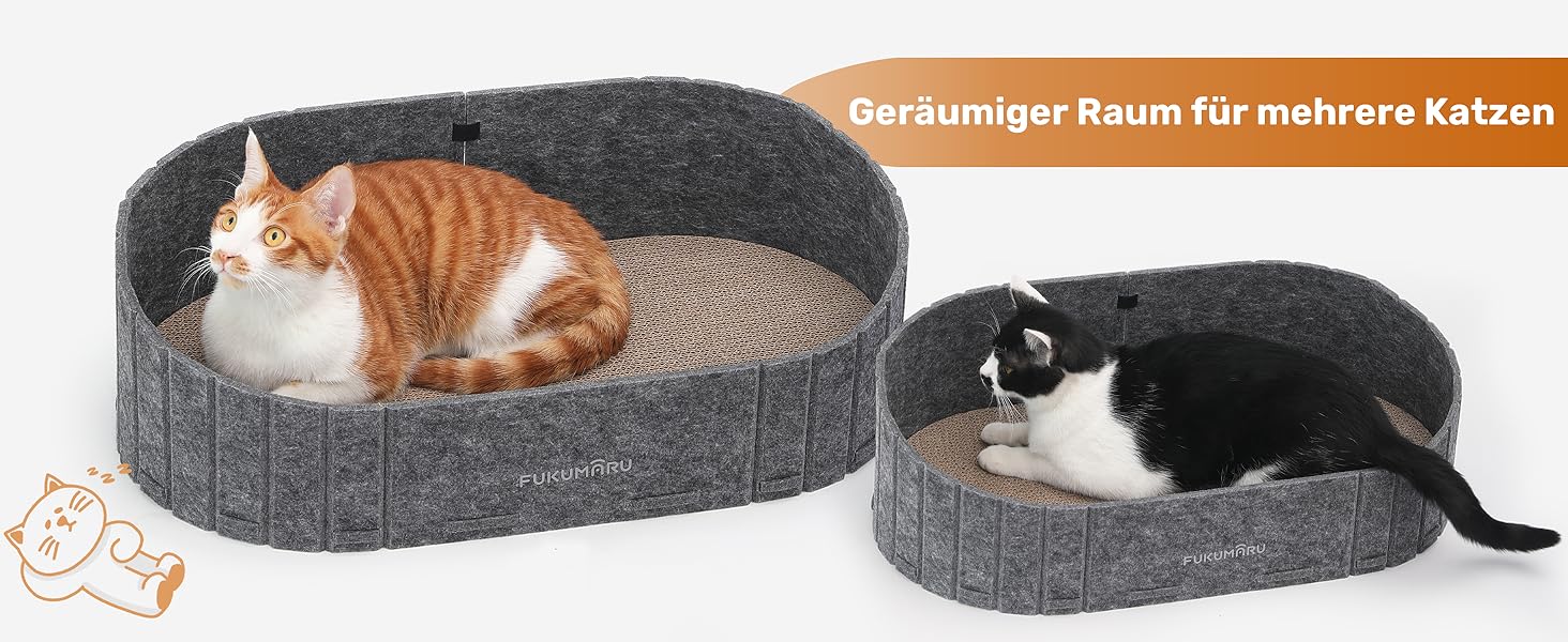 Кразбокс для котів FUKUMARU: диван з картону та фетру, 61 см, сірий