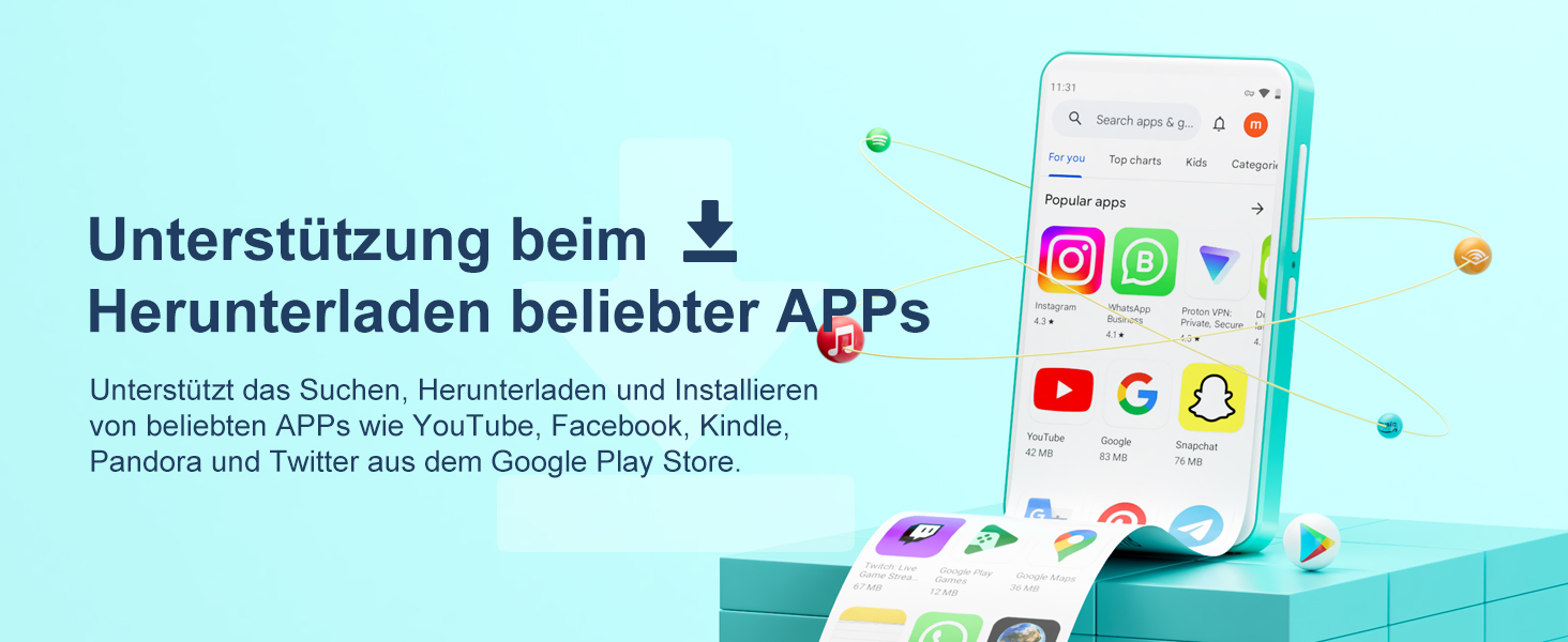 MP3 плеєр Oilsky 80GB з Bluetooth, WiFi, Android 9.0, 4