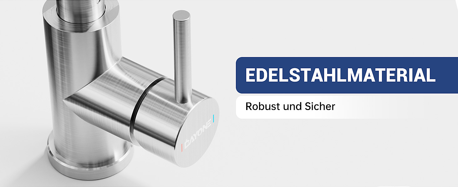 Кухонний змішувач DAYONE з висувною лійкою, нержавіюча сталь, 3 режими, 360° обертання, для кухонних мийок (15 см), матовий.