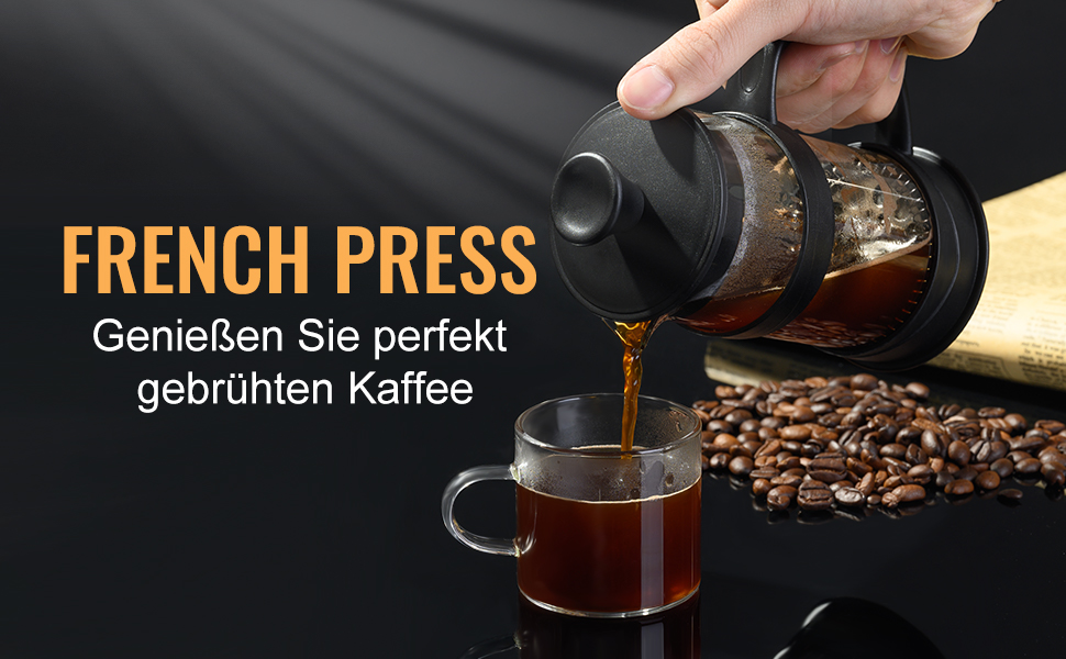 Френч-прес ParaCity 350 мл: нержавіюча сталь, термостійке скло, для холодної заварки, ідеальний подарунок для подорожей та дому (Чорний)