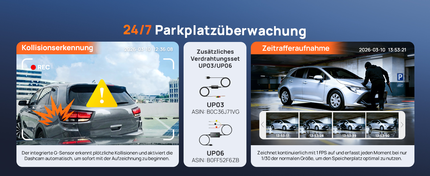 Автомобільний відеореєстратор 70mai M310 Plus 4K з цілодобовим моніторингом паркування, чорний