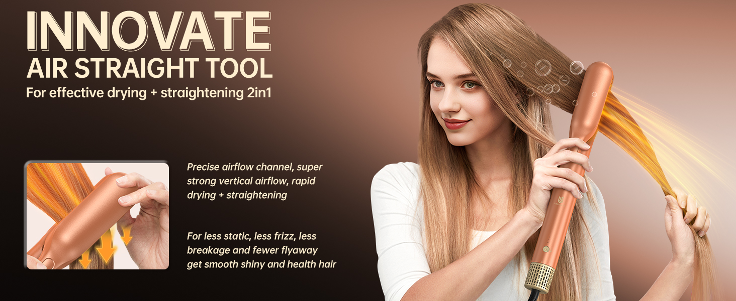 Webeauty 7-в-1 Стайлер для волосся: фен, плойка, брашинг, дифузор, 110,000 об/хв, 25 м/с, 500 млн негативних іонів, Dual Voltage, Mokka