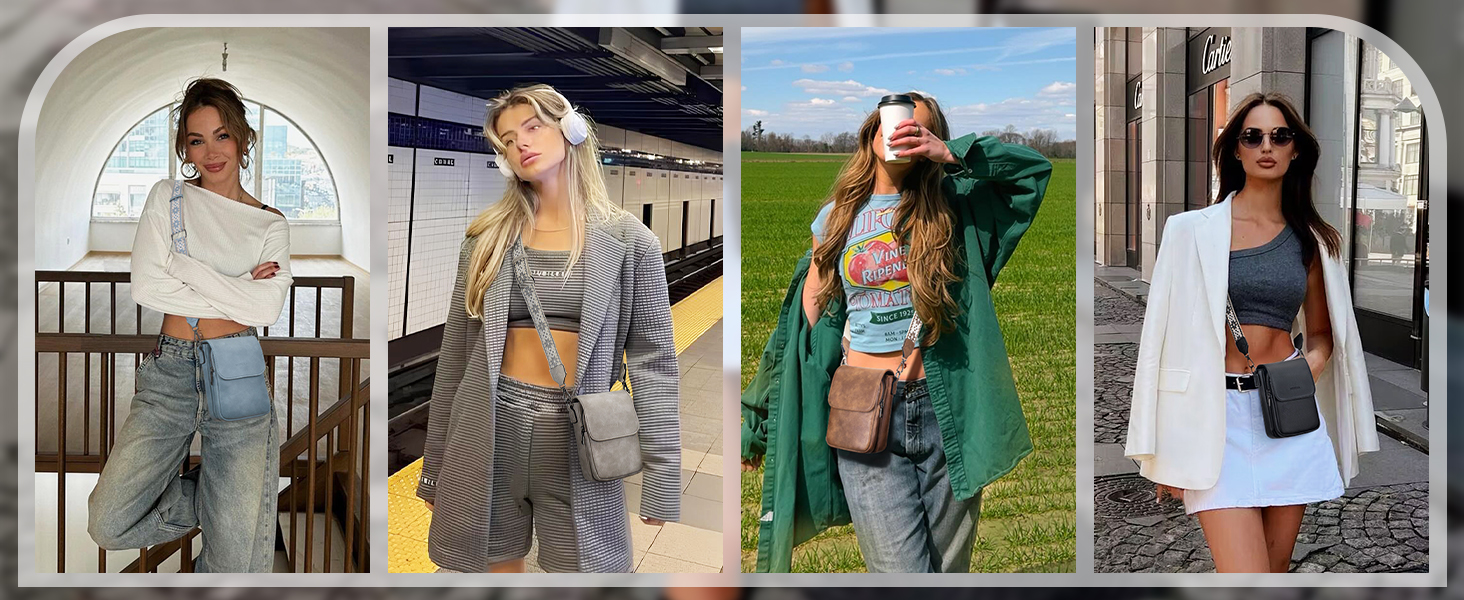 Сумка-органайзер на шию MUIIKOLA з RFID-захистом для смартфонів, веганська шкіра, сіро-бежевий колір