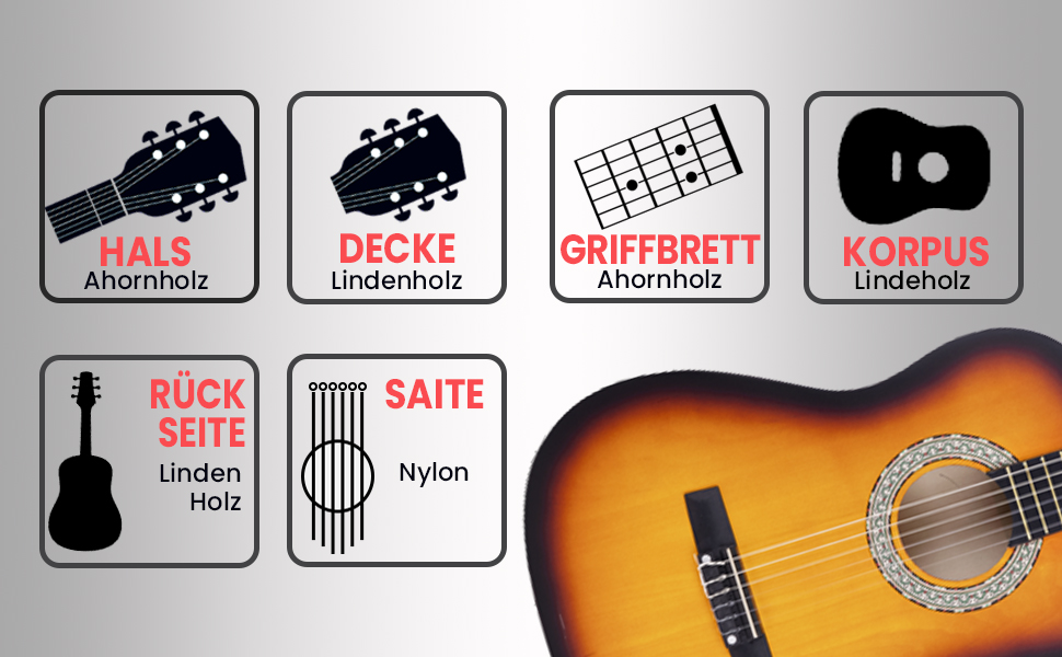 Акустична гітара Pyle для дітей та початківців, ½ розміру, з аксесуарами (сумка, тюнер, медіатор), чорний матовий сонцевий бьорст, 91 см