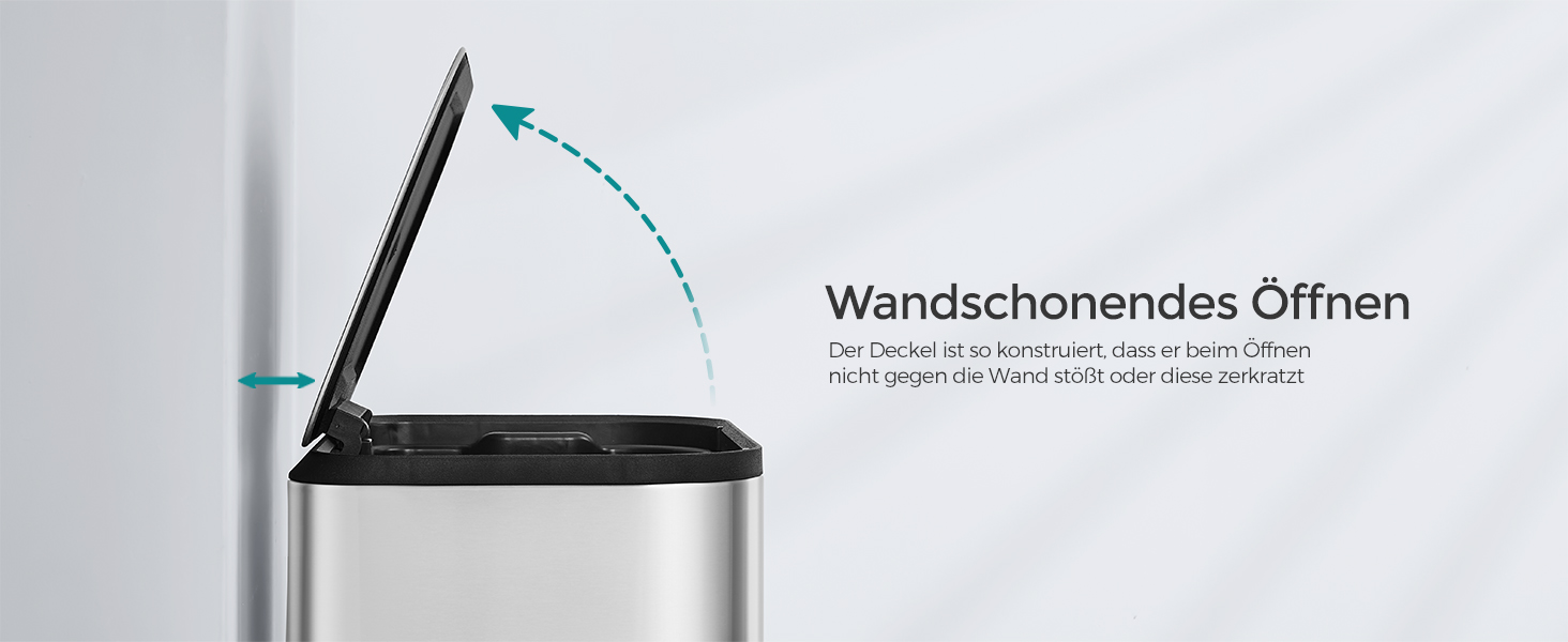 Відро для сміття SONGMICS 20 л з кришкою, з педаллю, сталеве, Soft-close, з внутрішнім відром, біле, LTB542W02