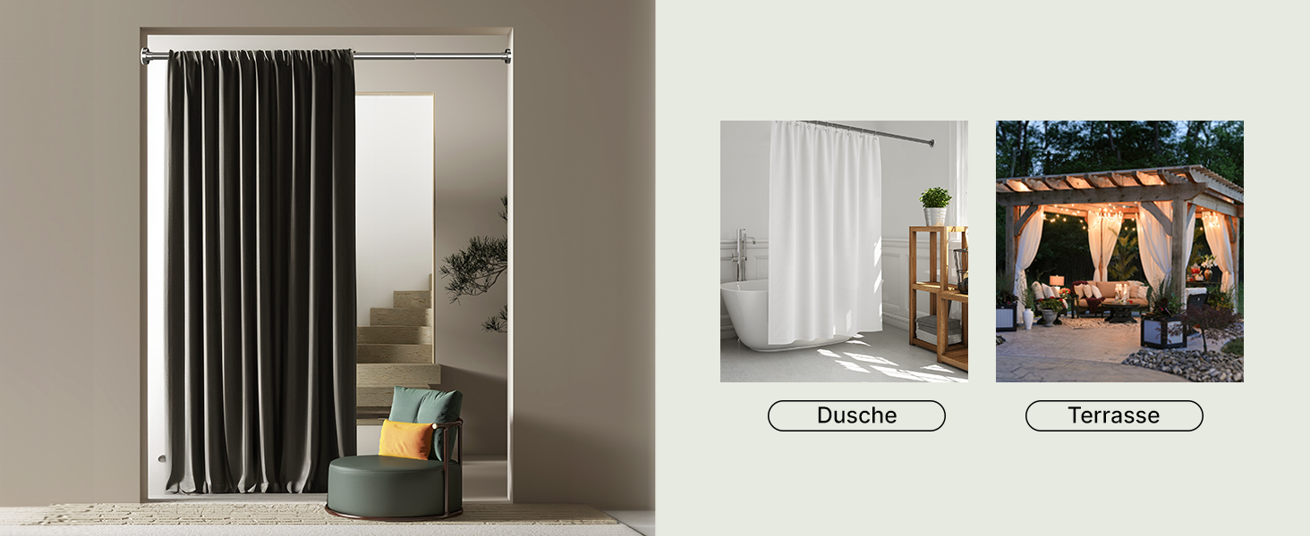 Штанга для душу без свердління 90-160 см, срібна, Ø 25 мм, телескопічна – для ванни, душу та перегородки, 1 шт.