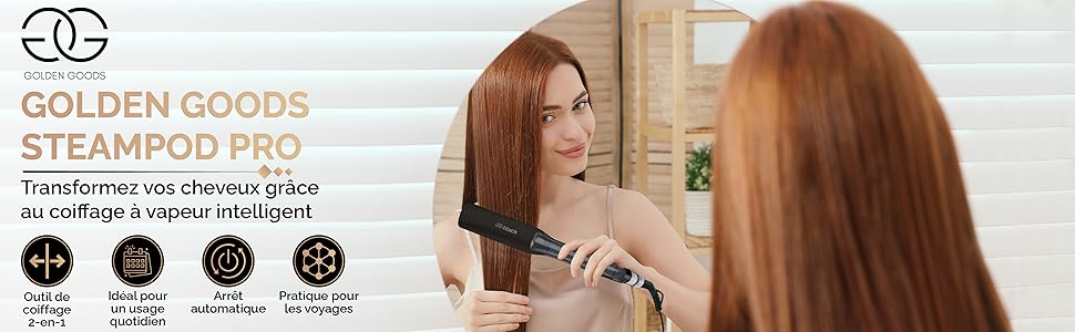 Випрямляч для волосся 2-в-1 Golden Goods з функцією завивки, титанові пластини 42мм, керамічне покриття, LCD-дисплей, швидкий нагрів 25с, 10 режимів 100-230°C