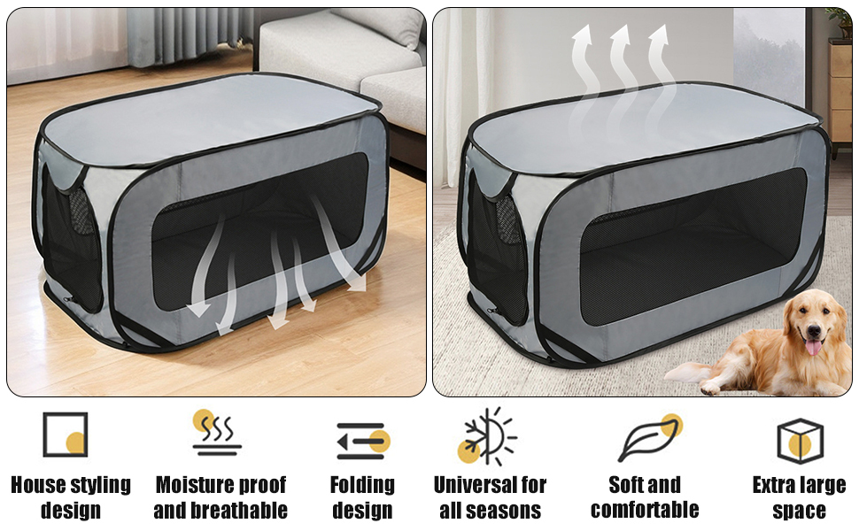 Транспортна переноска для собак та котів, складана Pop-Up, сіра. Міцна переноска з оксфордської тканини, до 29.5 кг