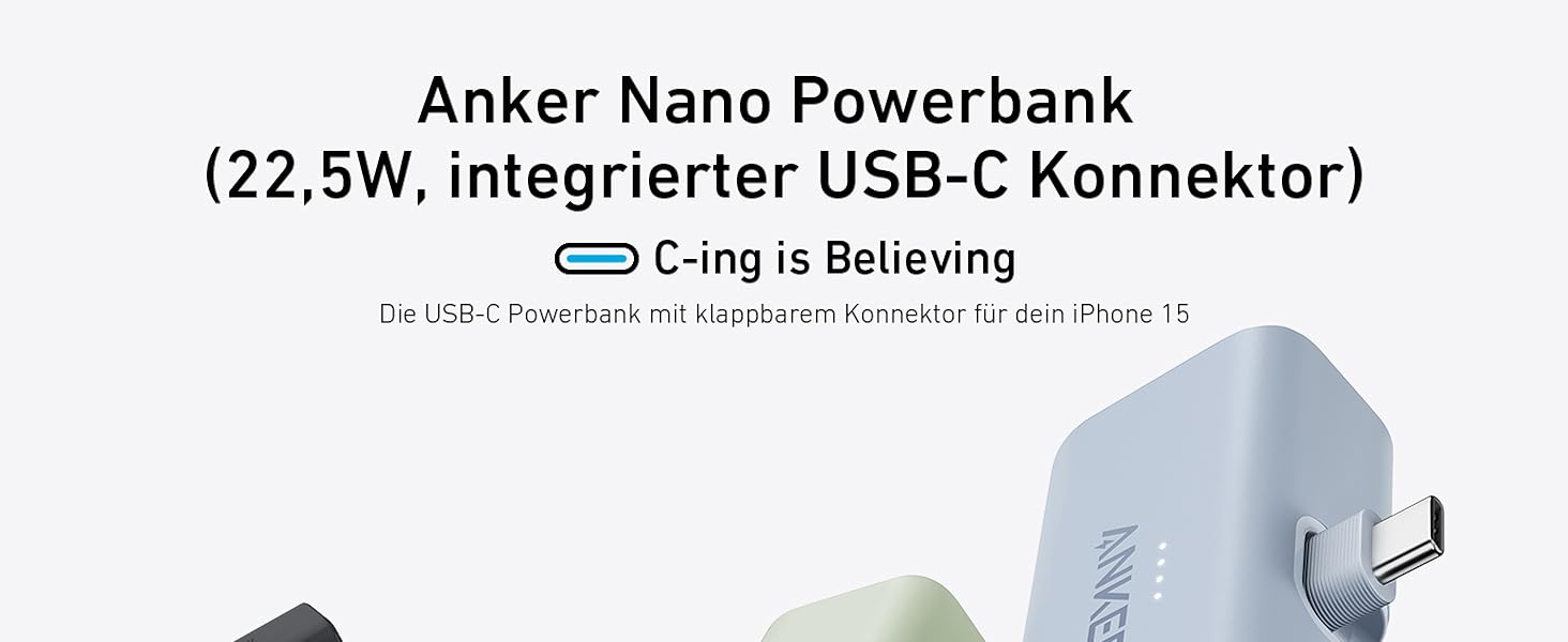 Powerbank Anker Nano 5000mAh 22.5W з USB-C, сумісний з iPhone, Galaxy, Huawei, iPad, AirPods (Білий)