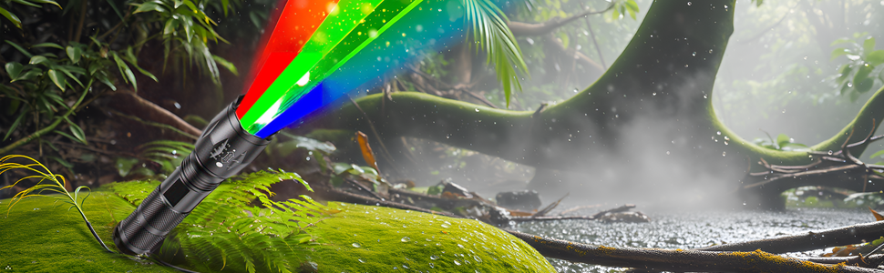 Ліхтар POCKETMAN Zoombar LED з 4 кольорами (червоний, білий, зелений, синій), надзвичайно яскравий, перезаряджається, 4 режими, багатофункціональний для відпочинку на природі, астрономії, нічного бачення та походів