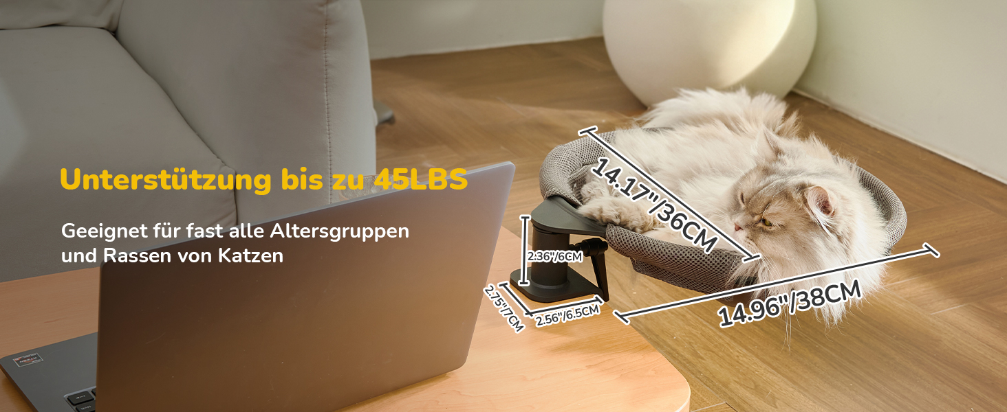 Підвісне ліжко для котів CATISM 360° - зручне котяче ліжко-гамак, сіре, 36x38 см, до 20 кг