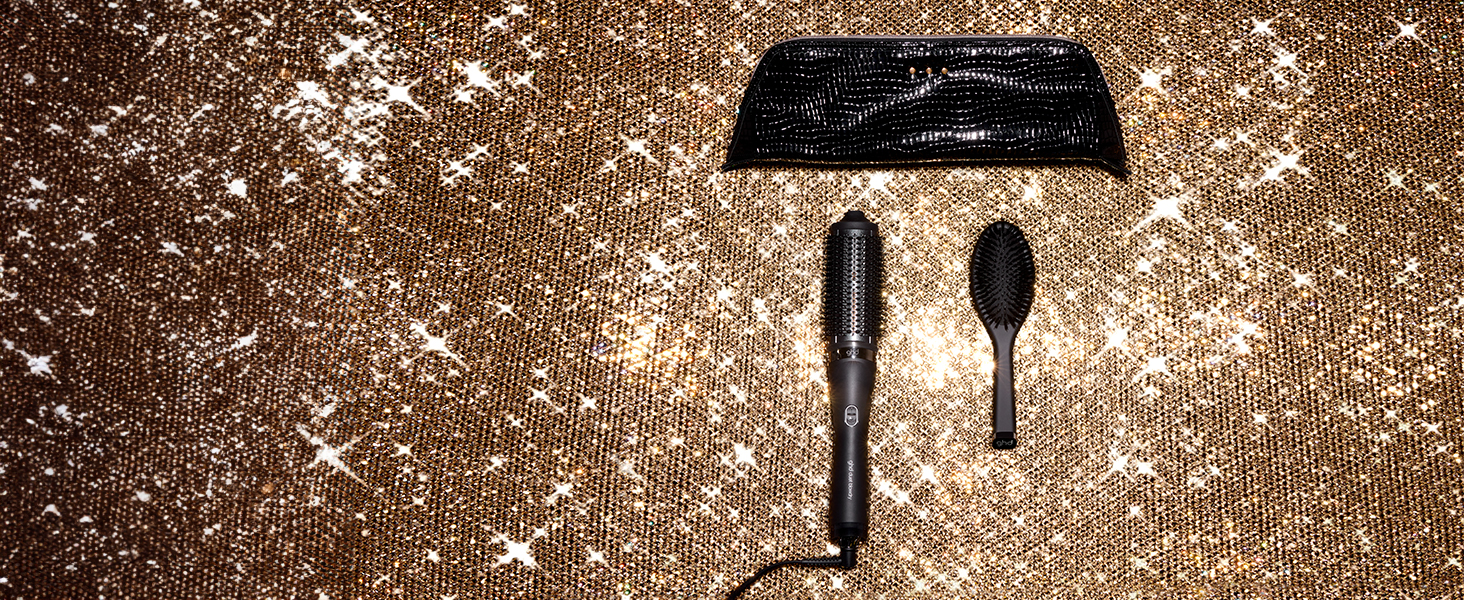 Гладка щітка ghd Glide: для шовковистого та блискучого волосся, випрямляє та укладає сухе волосся, без пуху, для всіх типів волосся, без пошкодження волосся (Подарунчий набір Black)