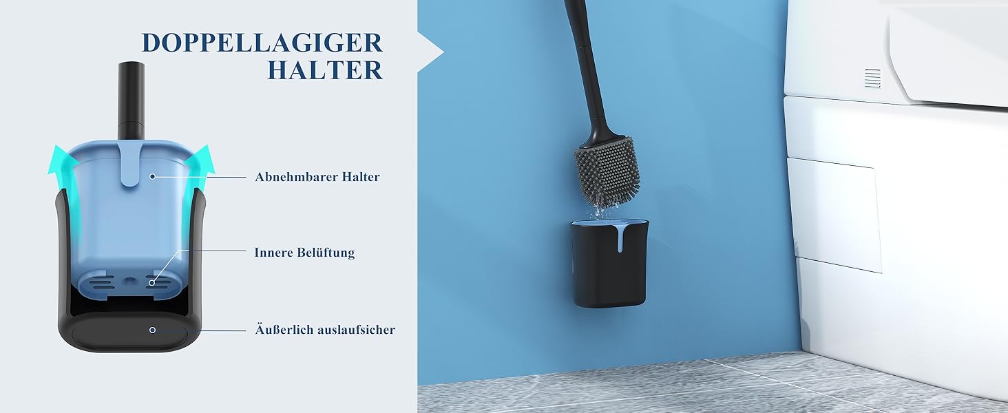 Настінна щітка для туалету Mr.SIGA з тримачем, без свердління, чорна