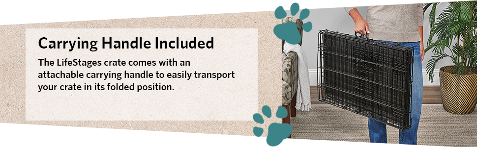 Кія для собак Midwest Homes Life Stages 1636DDU, чорна, середнього розміру, з подвійними дверима, металева, 91 см, з перегородкою, захист підлоги, вилка, для собак середніх порід