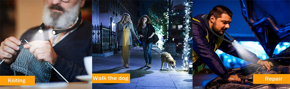 Ліхтарик для читання LED USB акумуляторний, диммер 3 режими, для рукоділля, ремонту, шиття, майстерні, риболовлі (Чорний, 2000mAh)