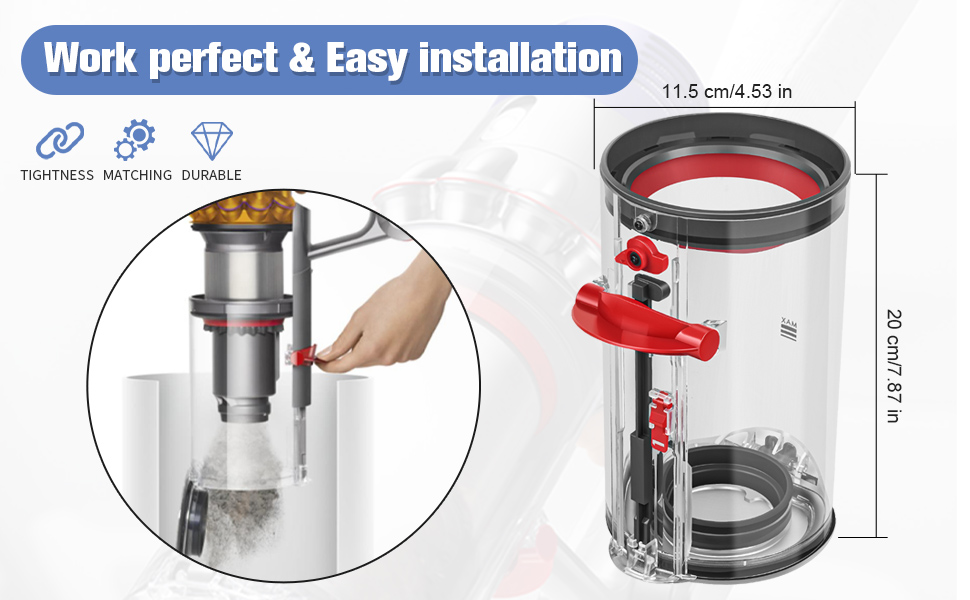 Dyson V11/V15/SV14/SV15/SV22 Dust Bin Replacement - Compatible with 970050-01 & 965443-01