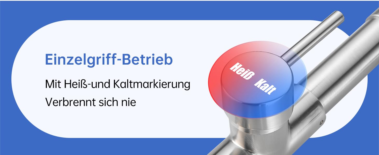 Кухонний змішувач Appaso з висувною лійкою, високотискний, 2 режими, 360° обертання, нержавіюча сталь, без свинцю та нікелю
