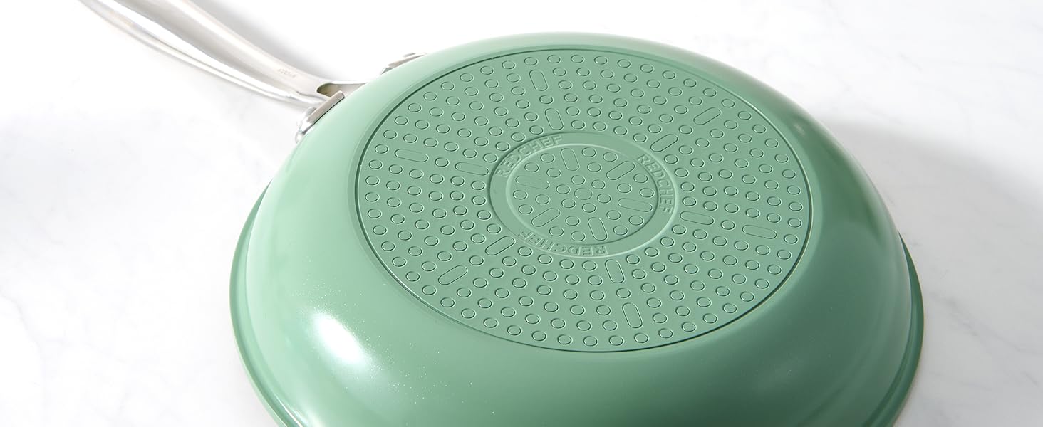 Redchef Ceramic Induction Nonstick Fry Pan Set - 6 Piece with Lids (20, 24, 28cm) - PTFE, PFAS, PFOA Free - Oven & Dishwasher Safe