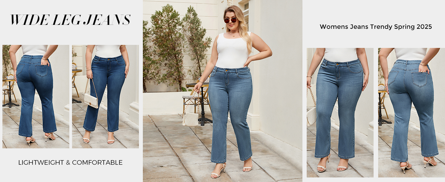 Жіночі джинси Bootcut Hanna Nikole великого розміру, висока талія, блакитний денім, еластичні