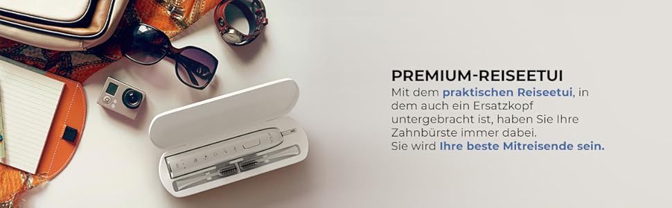 Електрична звукова зубна щітка ENOA з 5 режимами, 3 рівнями інтенсивності, таймером, IPX7 водонепроникна + 5 змінних насадок