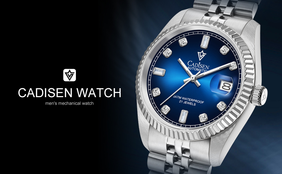 Годинник CADISEN Automatik для чоловіків: механічний годинник з сапфіровим склом та сталевим браслетом