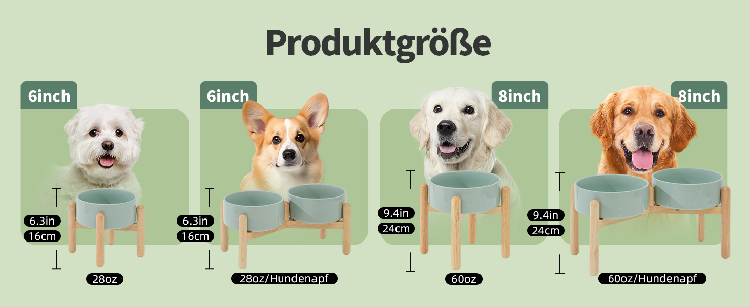 Керамічна миска для собак 21 см на підставці, великі породи, годівниця та поїлка (1 шт., світло-зелена)