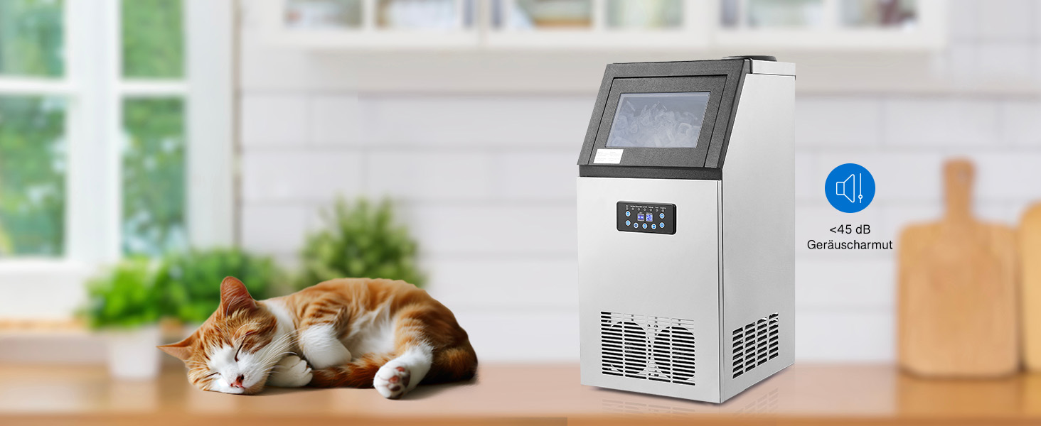 Льодогенератор Wilprep з автоочищенням, 22 кг/24 год, нержавіюча сталь, LCD-дисплей - для дому, офісу, ресторану, бару