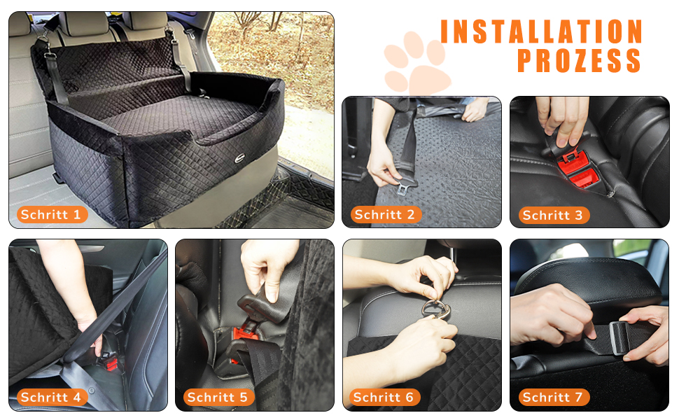 Підвищення для собак PALAMIL: для великих/середніх або 2 маленьких собак, водонепроникний автокрісло для собак з товстим матрацом та кишенями для зберігання (Чорний). Підвищення для великих собак.